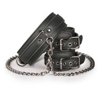 kajdanki leather collar with handcuffs