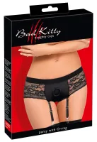 bad kitty strap-on s z koronką i paskami do pończoch, czarny