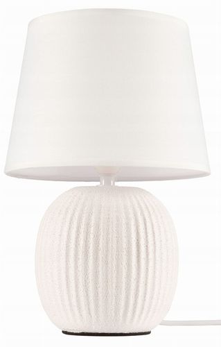 Lampka nocna z abażurem biała ceramiczna ryflowana DION D2 na Arena.pl
