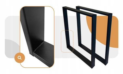 NOGI DO STOŁU BIURKA METALOWE CZARNE 60x72 CM PROFIL 6x2 CM LOFTOWE 2 na Arena.pl