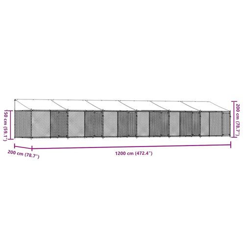 Klatka dla psa, z dachem i drzwiami, szara, 12x2x2 m, stal na Arena.pl