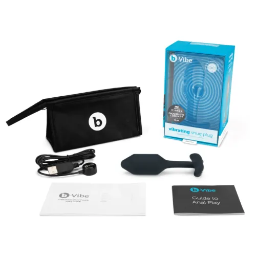 b-vibe vibrating snug plug 2 black - wibrująca zatyczka anatomiczna 112g na Arena.pl