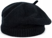 Beret damski angorowy Knitted Moments - ciepły, angora Czarny