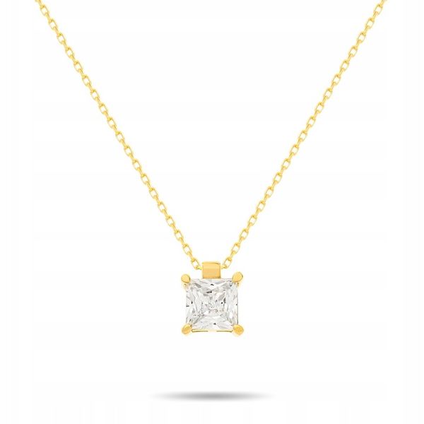 Złoty łańcuszek z pojedynczą białą cyrkonią - pr. 585 zdjęcie 1