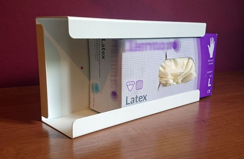 Podajnik (dozownik) na rękawice – pojedynczy BIAŁY, gł. 7,5 cm, zag. 2 zdjęcie 4