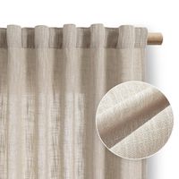 Zasłona do salonu VALETA len 140x270 na taśmie cappuccino Restilo