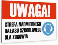 Tabliczka znak informacyjny 20x15 Biała STREFA HAŁASU Aluminiowa NADRUK UV