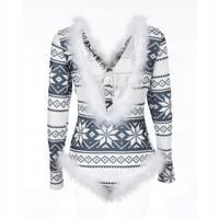 PIŻAMA Damska KOMBINEZON Body PLUSZOWE DO SPANIA Damskie ZIMOWE Wzorki M