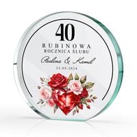 PREZENT na ROCZNICĘ ŚLUBU 40 RODZICÓW DZIADKÓW statuetka szklana + nadruk