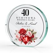 PREZENT na ROCZNICĘ ŚLUBU 40 RODZICÓW DZIADKÓW statuetka szklana + nadruk