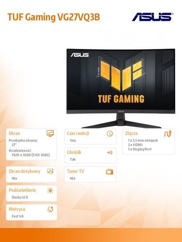 Monitor LED 27" ASUS TUF Gaming VG27VQ3B na Arena.pl