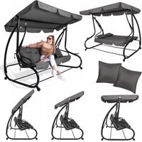 HUŚTAWKA OGRODOWA BUJANA ŁAWKA 4 OSOBOWA ROZKŁADANA 2w1 + DASZEK MATERAC