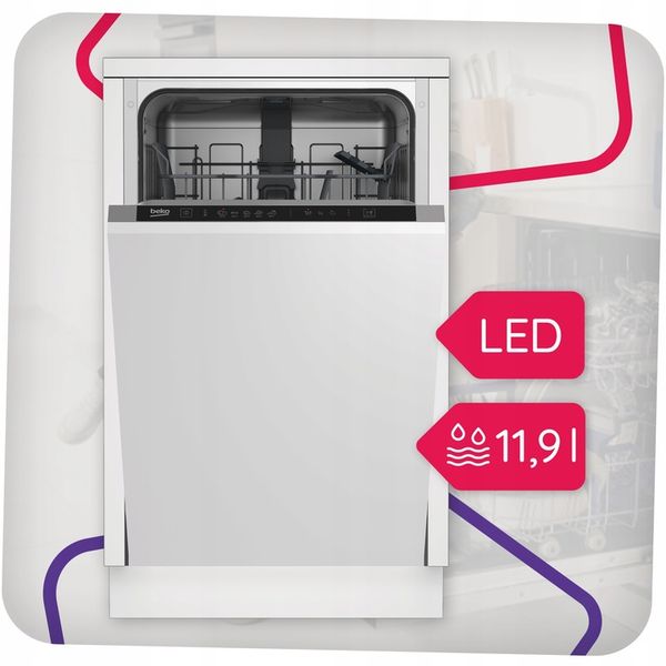 Zmywarka do zabudowy Beko 45cm 10kpl Quick&Shine 5 Programów zdjęcie 2