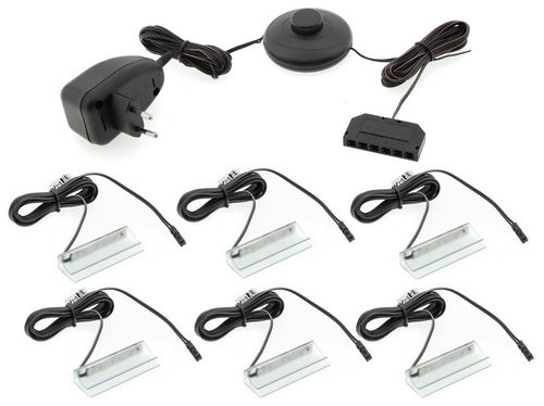 KPL.6x Klips PCV LED do szklanej półki +zasilacz na Arena.pl