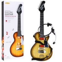 Elektryczna Gitara Dla Dzieci 3+ Imitacja Drewna + Słuchawki Z Mikrofonem