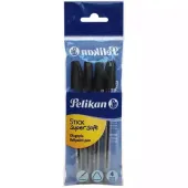 Długopisy Pelikan Stick Super Soft, Czarne (4 Sztuki)