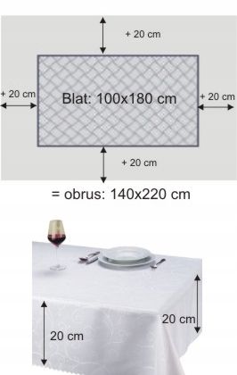 Obrus Szyty z Mankietem 5 cm LZS-33209 140x220 cm na Arena.pl