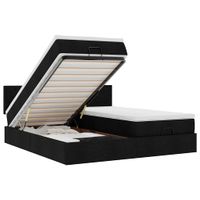 Rama łóżka otomana z materacami, czarna, 200x200 cm, tkanina