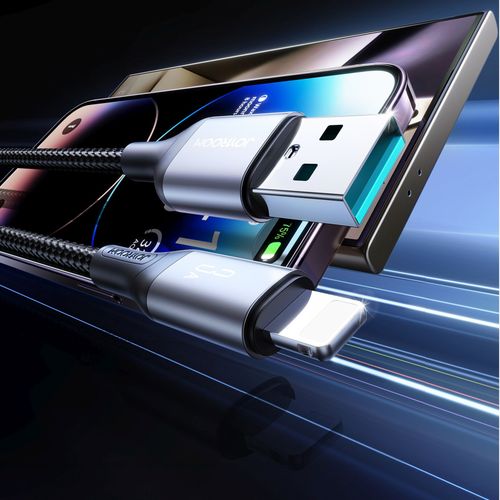 Kabel przewód USB-A - iPhone Lightning 3A 2m - czarny na Arena.pl