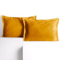 Zestaw 2 poszewek welwetowych z falbaną SIDE 50x70 musztardowa AmeliaHome