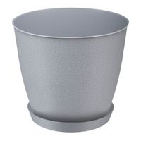 Doniczka z podstawką PELLA 17,5 cm szara tworzywo sztuczne pojemność 2,5l