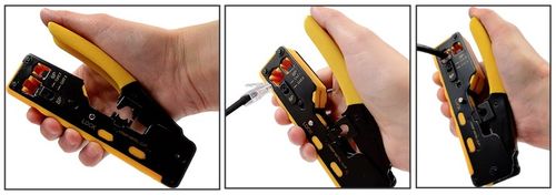 ZACISKARKA WTYKÓW PRZELOTOWYCH RJ45 KAT.5E KAT.6 KAT.6A KAT.7 PASS THROUGH na Arena.pl