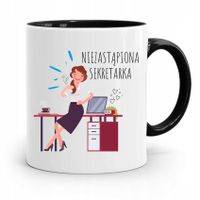 Kubek Czarny Prezent Dla Sekretarki Niezastępiona Z Nadrukiem Ze Zdjęciem