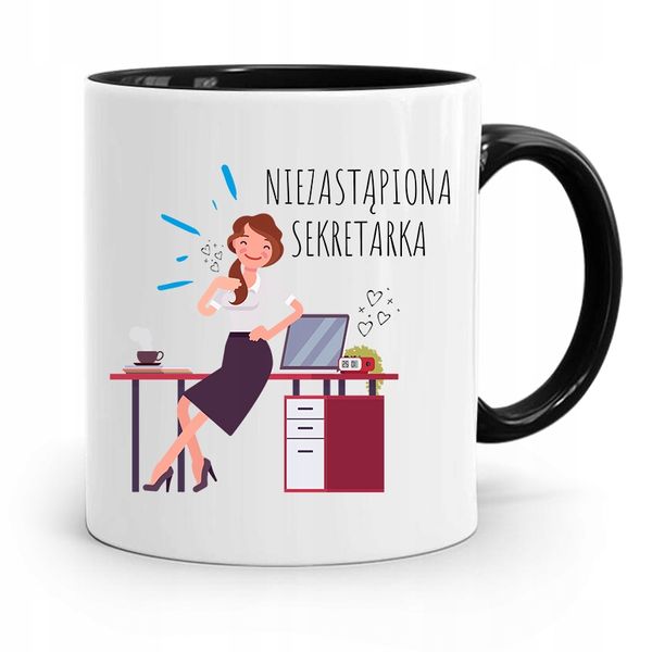 Kubek Czarny Prezent Dla Sekretarki Niezastępiona Z Nadrukiem Ze Zdjęciem zdjęcie 1