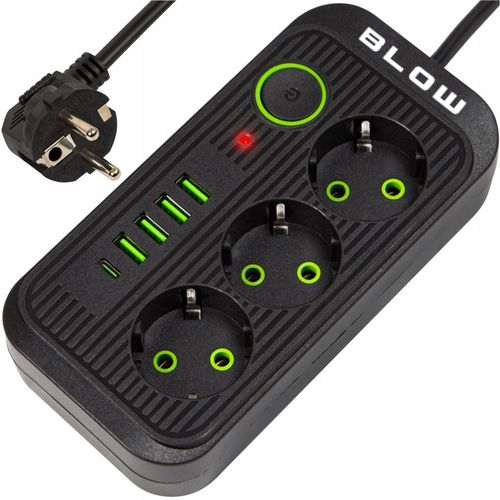 PRZEDŁUŻACZ LISTWA ZASILAJĄCA WŁĄCZNIK 4x USB 3 GNIAZDA 5m USB TYP-C na Arena.pl