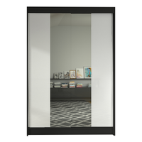 SZAFA PRZESUWNA Lino II z lustrem 120cm garderoba - CZARNY/BIAŁY