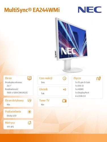 24'' MS EA244WMi IPS, W-LED, DVI, biały na Arena.pl