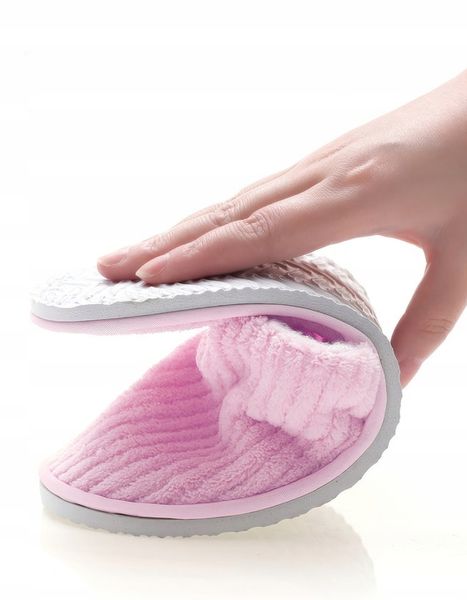 10 PAR Kapcie hotelowe Klapki uniwersalne FROTTE zakryte palce RÓŻOWE SPA zdjęcie 8