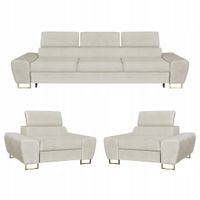 Zestaw mebli wypoczynkowych salonu Bosso Sofa 3os fotele beż