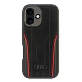 Audi Genuine Leather MagSafe iPhone 16 6.1" czarno-czerwony/black-red