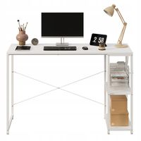 Biurko komputerowe stolik loft białe eleganckie z półkami industrialne stół
