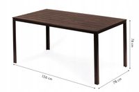 STÓŁ OGRODOWY POLYWOOD BRĄZOWY IMITACJA DESKI 156x78 MOCNY 6 OSÓB NA TARAS