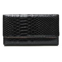 MAXFLY portfel damski skórzany kroko z suwakiem P184 czarny
