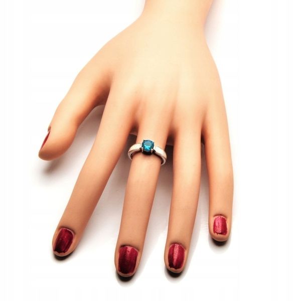 Pierścionek Srebrny z Błękitną Cyrkonią i Opalem zdjęcie 4