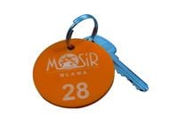 Brelok z plexi kolor pomarańczowy 4x4 cm, grubość 3mm - 50szt.