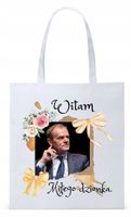 Donald Tusk Platforma Torba Eco Biała Shopper Z Nadrukiem Ze Zdjęciem