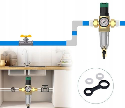 REDUKTOR CIŚNIENIA WODY 1 CALA 3/4 MANOMETR+FILTR DŁUGI Z ZAWOREM 3Ccc na Arena.pl