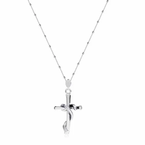 Krzyż krzyżyk opleciony srebrny komplet łańcuszek kulkowy srebro 925 na Arena.pl