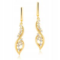 Złote Kolczyki Wiszące z Cyrkoniami Długie Prezent Dla niej GRAWER GRATIS