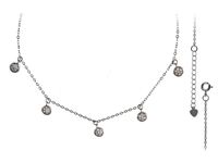 Rodowany srebrny naszyjnik gwiazd celebrytka choker kółka circle cyrkonie srebro 925 FN299