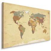 Obraz Do Biura Mapa Świata Po Polsku Styl Vintage Retro 120cm x 80cm