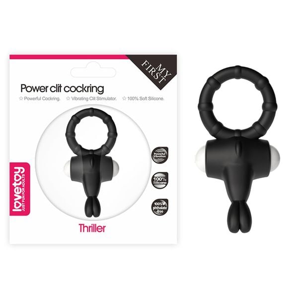 Power Clit Silicone Cockring Black zdjęcie 1