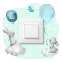 Naklejka Pod Włącznik Króliczki Chmurki Kropki Motylek 20cm x 20cm
