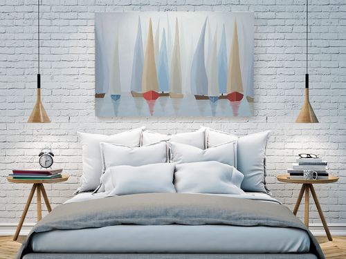 81801 Obraz na płótnie ŻAGLÓWKI REGATY PASTELOWY na Arena.pl