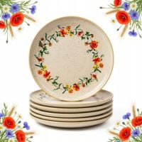 TALERZE 6 szt TALERZY OBIADOWYCH DUŻYCH 27cm CERAMIKA POLNE KWIATY MAKI