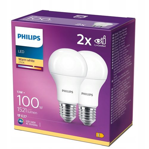 2x Żarówka LED E27 A60 13W = 100W 1521lm PHILIPS na Arena.pl